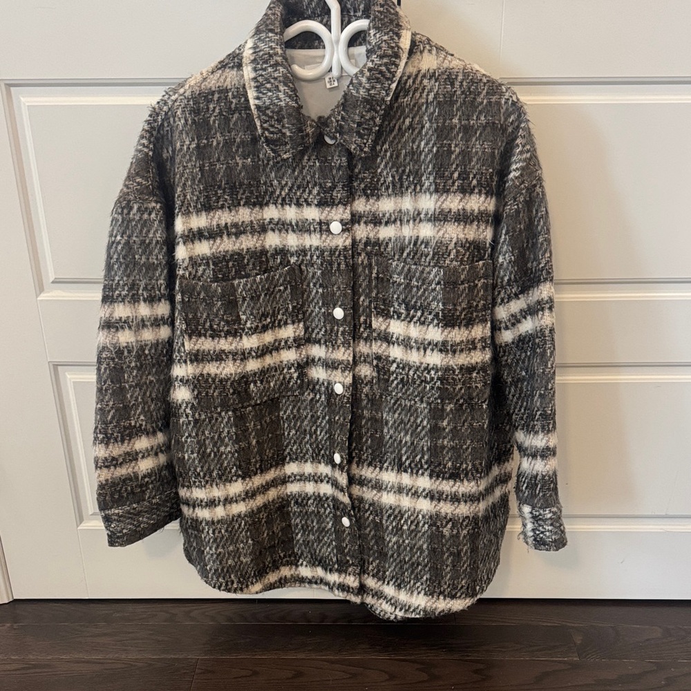 Missguided Black & White Plaid Utility Jacket